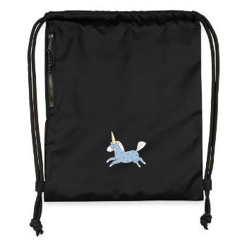 süßes Einhorn in blau - Turnbeutel aus Recycling-Material - Schwarz - Vorne