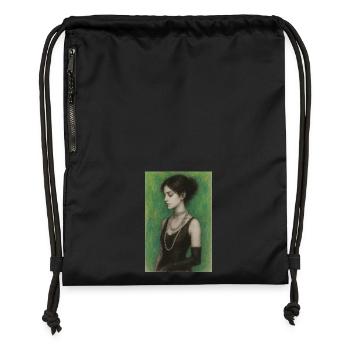 femme collier perles vert élégante omikly pop art - Sac à cordon en polyester recyclé - noir - Devant