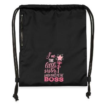 Je suis la petite sœur qui fait de moi le patron - Sac à cordon en polyester recyclé - noir - Devant