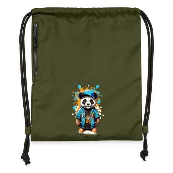 Panda Bär - Turnbeutel aus Recycling-Material - military Green - Vorne