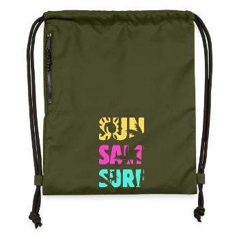 Été de surf salé au soleil - Sac à cordon en polyester recyclé - military green - Devant