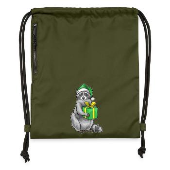 Forfait Noël raton laveur - Sac à cordon en polyester recyclé - military green - Devant