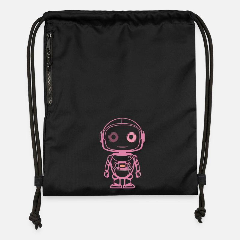 Illustration du robot spatial rose - Sac à cordon en polyester recyclé - noir
