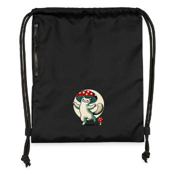 Mushroom Kitty Cat - Gymsac made from recycled material - black - Front