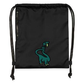 stranglesaurus_dino_3c - Turnbeutel aus Recycling-Material - Schwarz - Vorne
