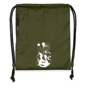 Ukulele Drawing - Gymsac made from recycled material - military green - Front