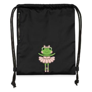 Ballettfrosch im rosa Tutu - Turnbeutel aus Recycling-Material - Schwarz - Vorne