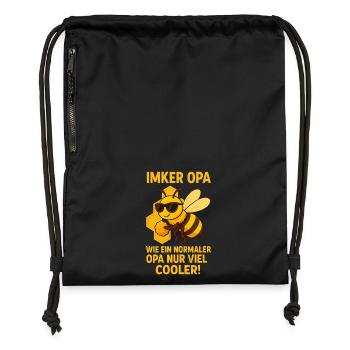 Papi apiculteur - comme un grand-père normal, mais en plus frais - Sac à cordon en polyester recyclé - noir - Devant