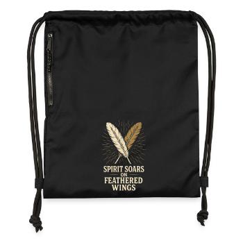 Plume Et Rêve Boho Festival Motif Spirituel - Sac à cordon en polyester recyclé - military green - Devant