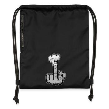 Middle Finger Stinky Finger Chef's Hat Design - Gymsac made from recycled material - military green - Front