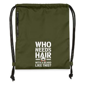 Who Needs Hair With A Beard Like This Bart Glatze - Turnbeutel aus Recycling-Material - military Green - Vorne