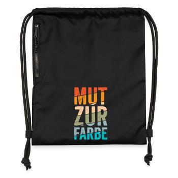 Mut zur Farbe Retro-Blockschrift - Turnbeutel aus Recycling-Material - Schwarz - Vorne
