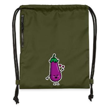 Aubergine couples penis emoji texting sex meme duo - Gymsac made from recycled material - military green - Front