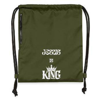 Jésus est roi Conception de personnage étroit - Sac à cordon en polyester recyclé - military green - Devant