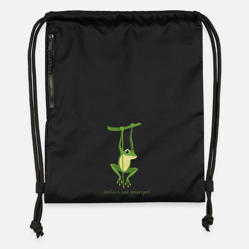 Frosch abhaengend - Turnbeutel aus Recycling-Material - Schwarz