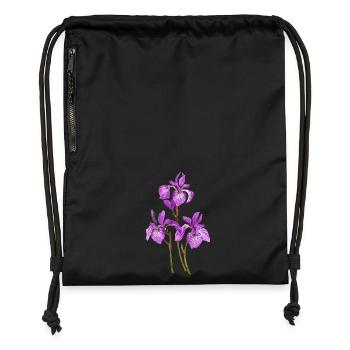 Blumen - Turnbeutel aus Recycling-Material - Schwarz - Vorne