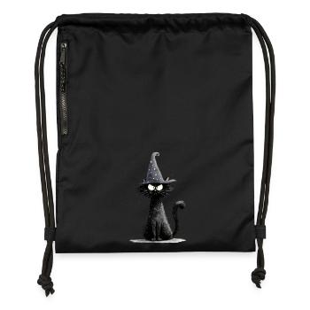 Funny Mage Cat - Gymsac made from recycled material - black - Front