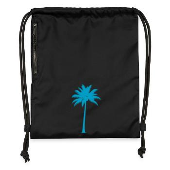 Tropical palm tree in blue tone - Gymsac made from recycled material - black - Front