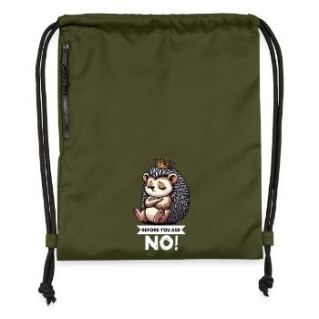 Before You Ask Hedgehog Hedgehog Lover Hedgehog Stinger - Gymsac made from recycled material - military green - Front