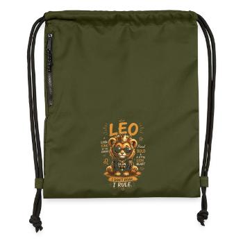 Löwe Fürstlicher und verzierter Löwenkönig – Tierkreis - Turnbeutel aus Recycling-Material - military Green - Vorne