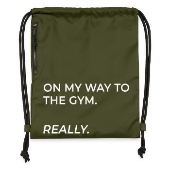 On the way to training. Really. - Gymsac made from recycled material - military green - Front