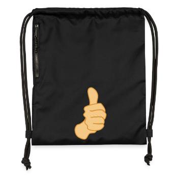 Pouce vers le haut Symbole Positif - Sac à cordon en polyester recyclé - noir - Devant