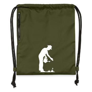 Gardener Flowers Watering Can Icon Symbol Garden Meadow - Gymsac made from recycled material - military green - Front