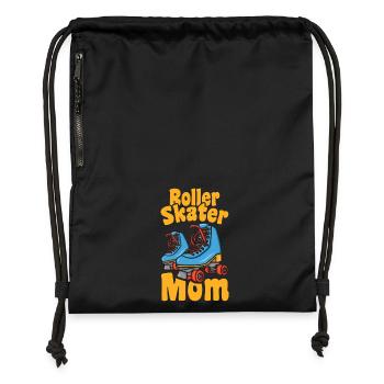 Rollschuh Mama - Turnbeutel aus Recycling-Material - Schwarz - Vorne