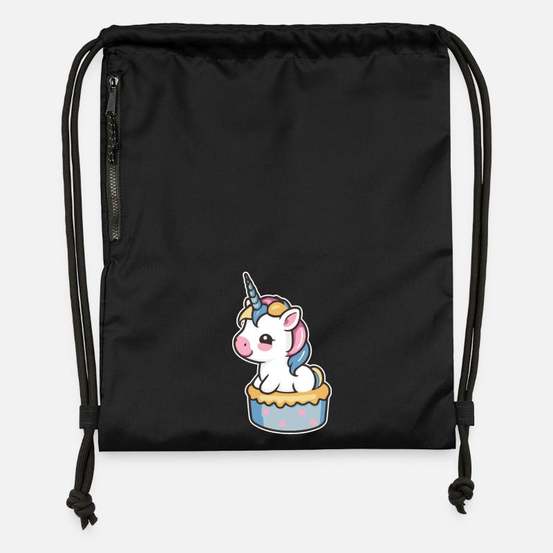 Einhorn Torte - Turnbeutel aus Recycling-Material - Schwarz