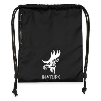 élan blanc animal totem - Sac à cordon en polyester recyclé - military green - Devant