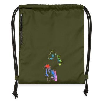 Monkey with Headphones 🎧 - Gymsac made from recycled material - military green - Front