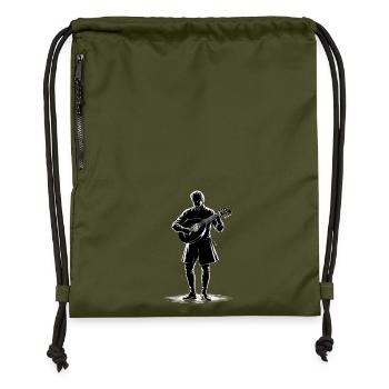 Medieval Bard with Lute - Gymsac made from recycled material - military green - Front