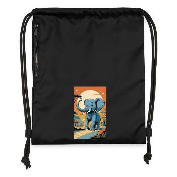 Elefant | Wildtier | Afrika | Kindermotive - Turnbeutel aus Recycling-Material - Schwarz - Vorne