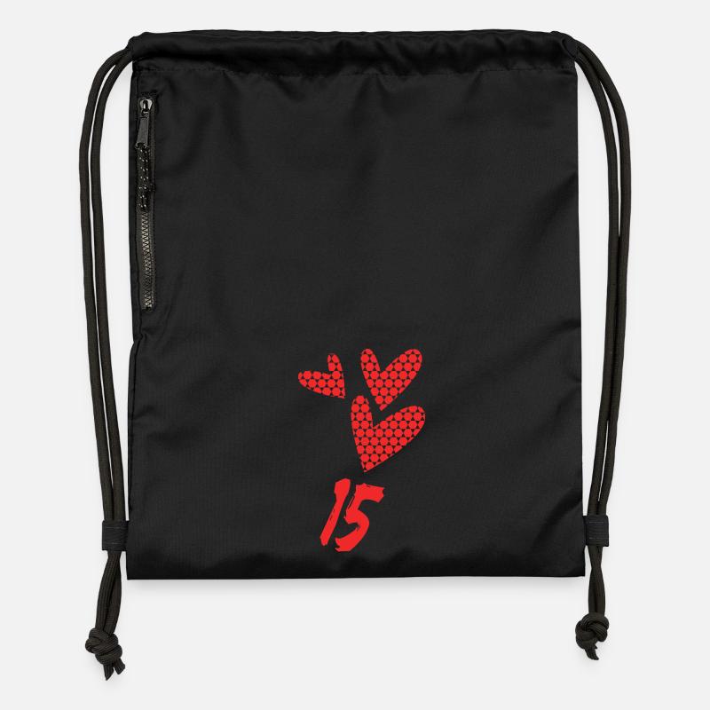 15. 15 ANS. 15e ANNIVERSAIRE. ANNIVERSAIRE 15 ANS. - Sac à cordon en polyester recyclé - noir