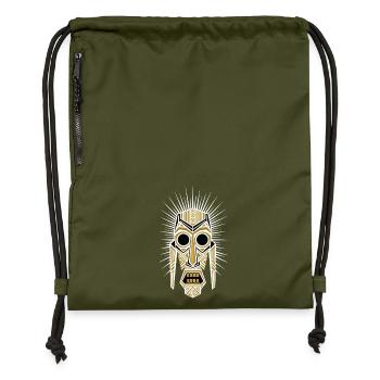Masque Tribal Géométrique Or Blanc Totem Solaire - Sac à cordon en polyester recyclé - military green - Devant