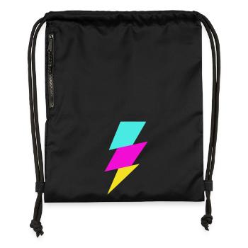 Rayon abstrait aux couleurs néon - Sac à cordon en polyester recyclé - noir - Devant