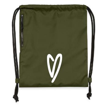 Heart Sketch Minimal Style - Gymsac made from recycled material - military green - Front