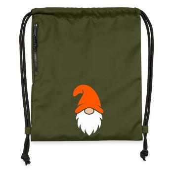Nain de Noël au chapeau orange - Sac à cordon en polyester recyclé - military green - Devant