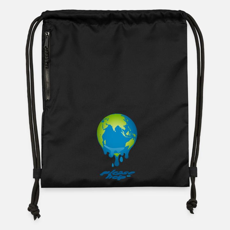 Melting Globe - Turnbeutel aus Recycling-Material - Schwarz