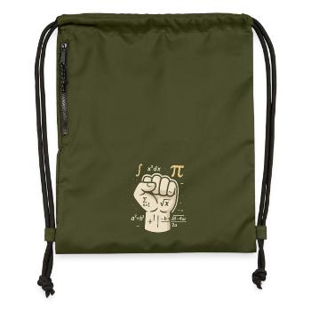 Les mathématiques au lieu du poing – les problèmes sont résolus avec le cerveau - Sac à cordon en polyester recyclé - military green - Devant