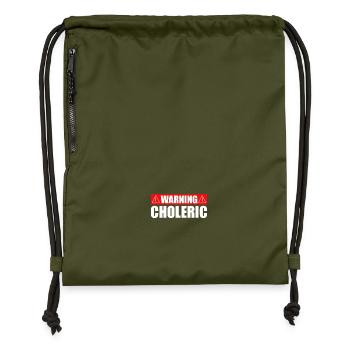 Warning Choleric Irony Screamer Choleric - Gymsac made from recycled material - military green - Front