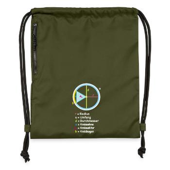 Circle Radius Diagram Art - Gymsac made from recycled material - military green - Front
