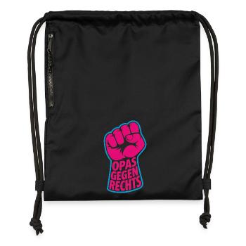 Antifaschistische Opas gegen Rechts - Antifa Logo - Turnbeutel aus Recycling-Material - Schwarz - Vorne