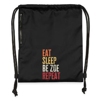 Mange, dors, sois Zoe, répète le nom rétro - Sac à cordon en polyester recyclé - noir - Devant