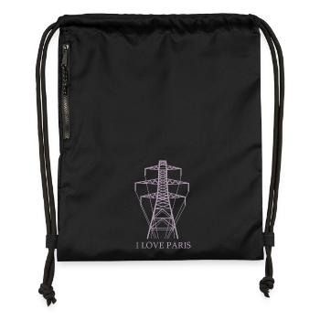 Strommast als Eiffelturm "I Love Paris" Satire - Turnbeutel aus Recycling-Material - Schwarz - Vorne