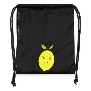 Citron, Citron vert, Citron vert, Fruits, Fruits, Végétalien - Sac à cordon en polyester recyclé - noir - Devant