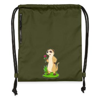 Rose de suricate - Sac à cordon en polyester recyclé - military green - Devant