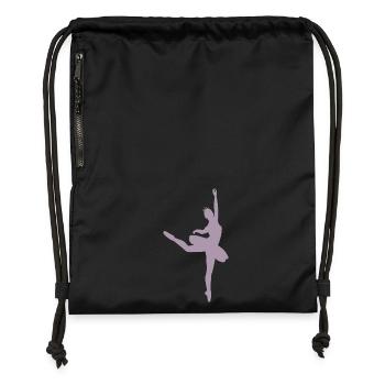 Silhouette de ballet minimaliste ballerine femme - Sac à cordon en polyester recyclé - noir - Devant
