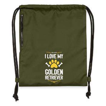Ich liebe meinen Golden Retriever - Turnbeutel aus Recycling-Material - military Green - Vorne