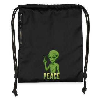 Peace Alien - Gymsac made from recycled material - black - Front